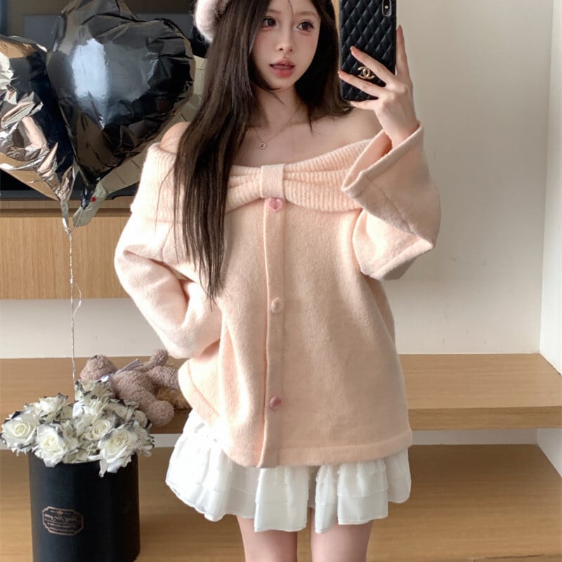 【tops】リボン付きニットセーター　M17997