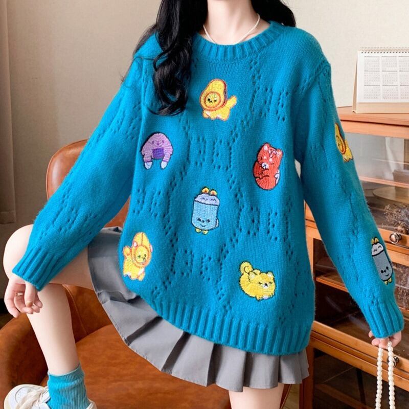 【tops】カートゥーンニットセーター　M19175