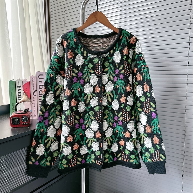 【outer】刺繍ニットカーデ　M25533
