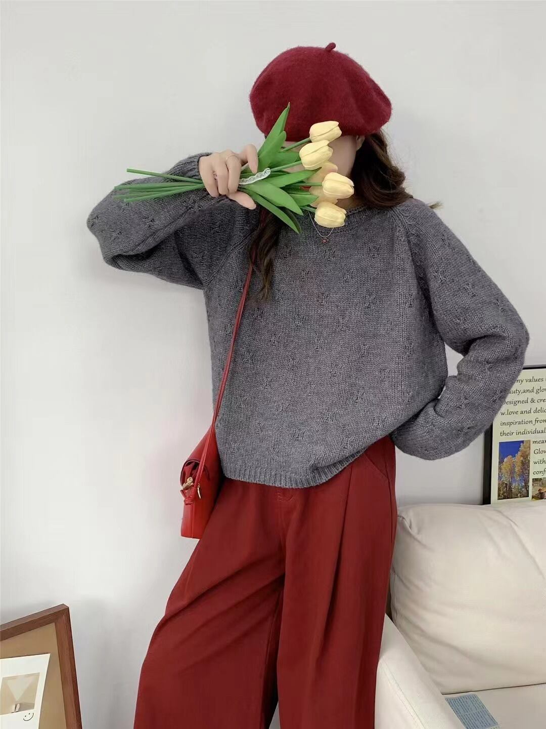 【tops】クルーネックニットセーター　M28609
