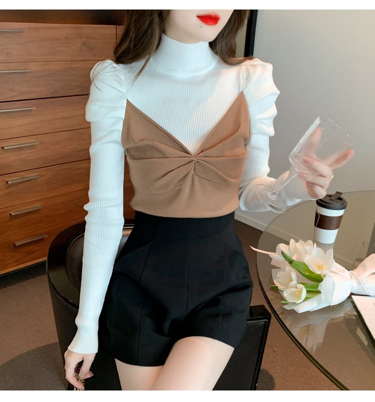 【tops】切り替えニットトップス　M26141