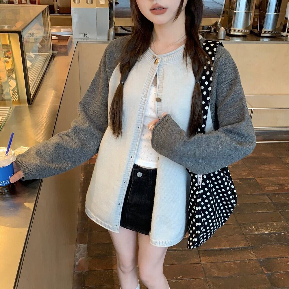 【outer】配色ニットカーデ　M28796