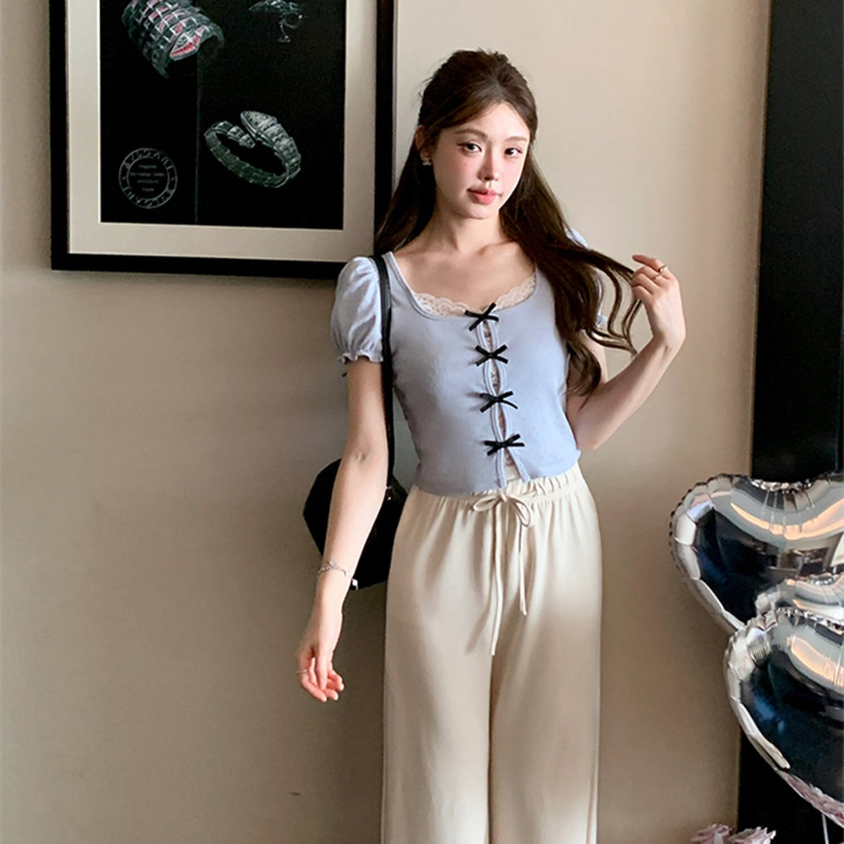【tops】リボンレースドッキングトップス　N3012