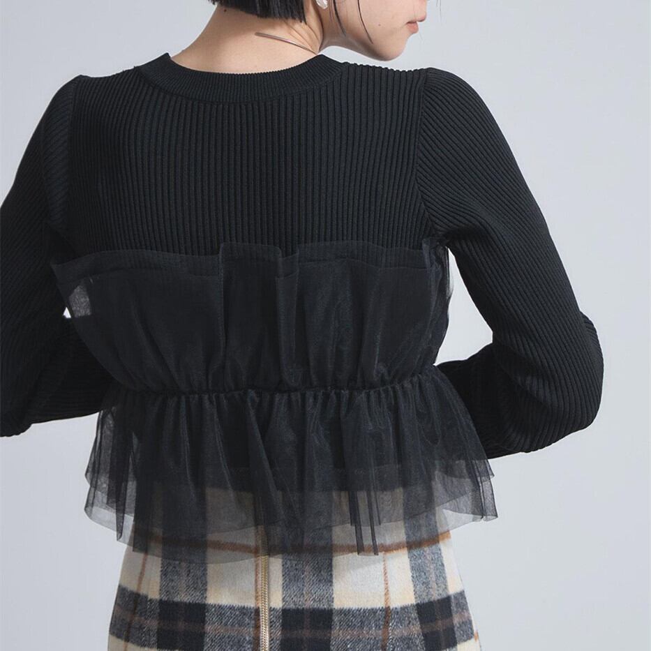 【tops】チュールドッキングニットトップス　M28014