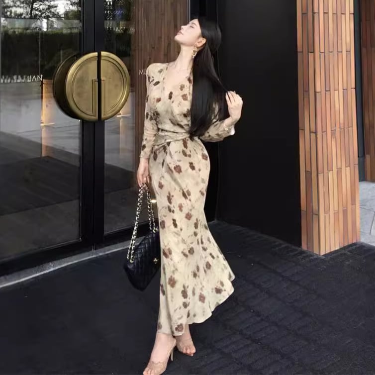 【dress】Vネックワンピース　M27994