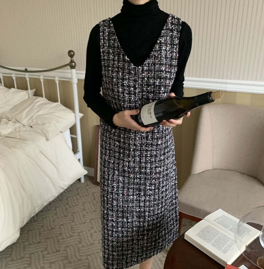 【dress】ツイードノースリーブワンピース　N2197