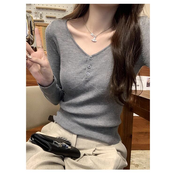 【tops】Vネックニットトップス　M27661