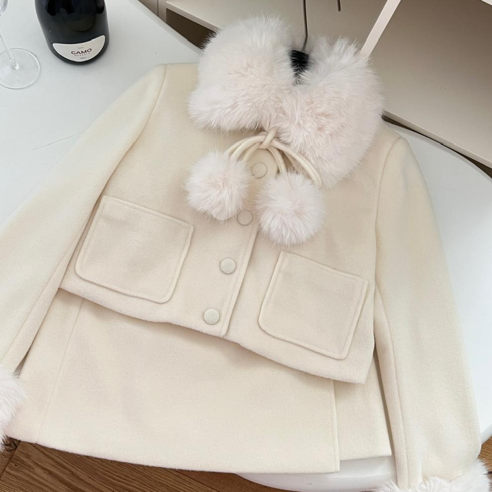 【set】ファー付きショートコート×スカートセット　M27721
