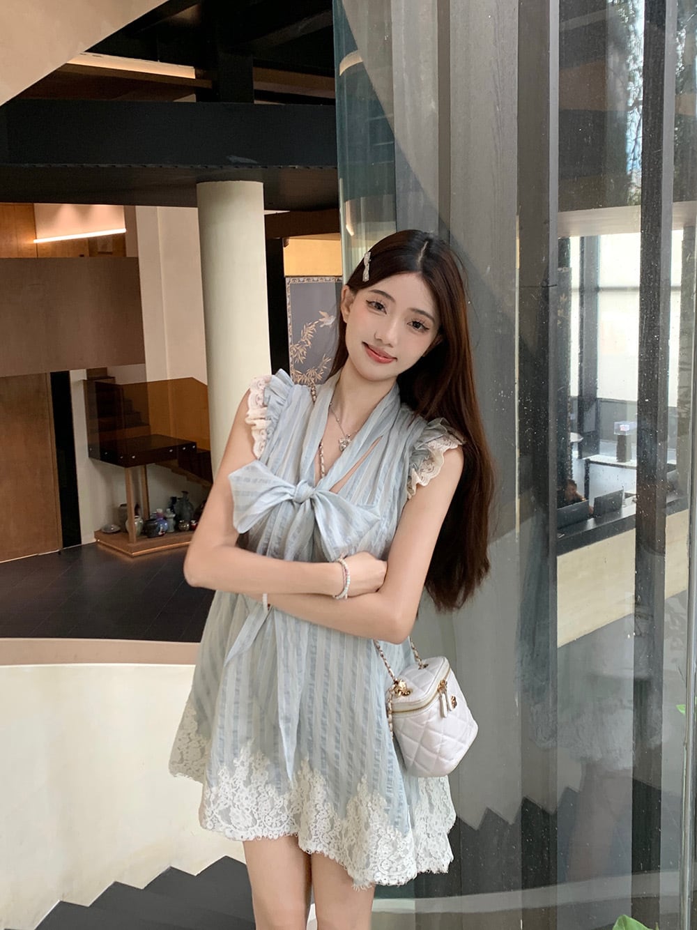 【dress】レースリボン付きワンピース　M25059
