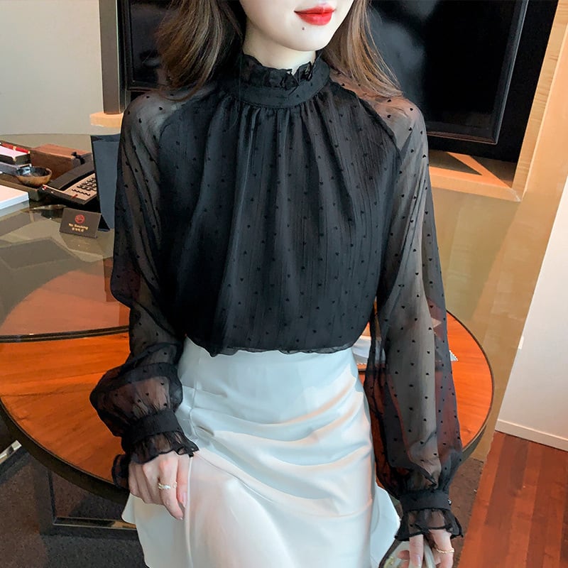 【tops】チュールコンビシャツトップス　M28709
