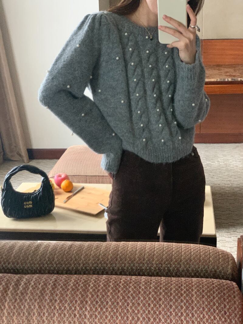 【tops】クルーネックニットセーター　M19019
