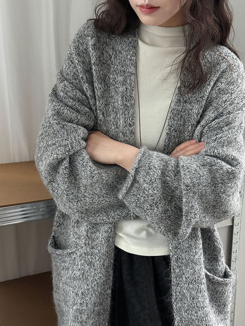 【outer】ロングニットカーディガン Q7301