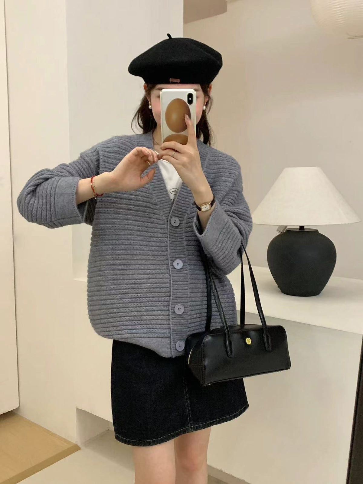 【outer】Vネックニットカーデ　M25863