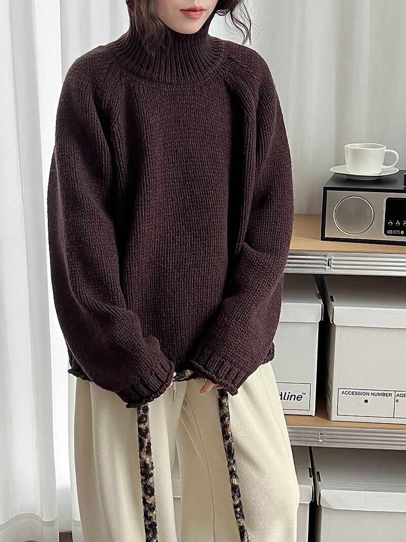 【tops】ハイネックニットトップス Q7305