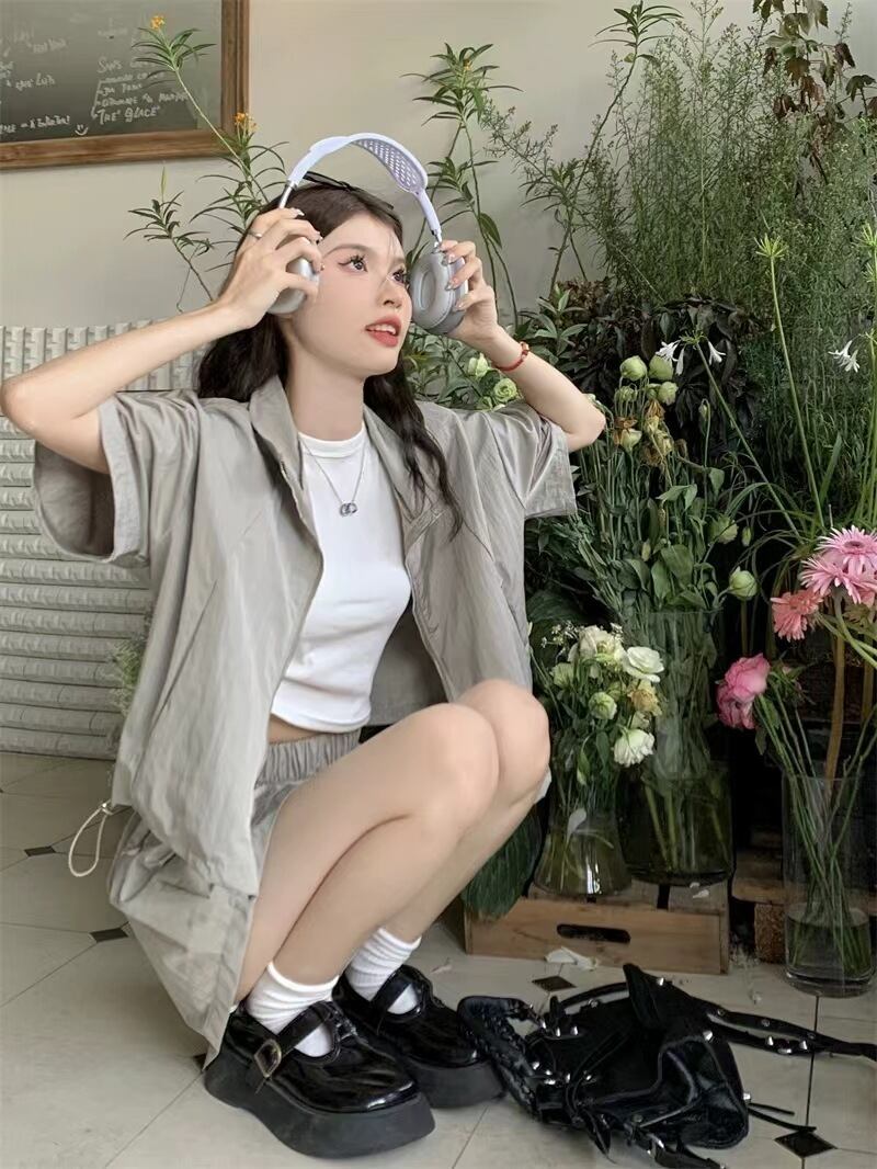 【set】カーディガンアウター+ショートパンツ２点セットG21286