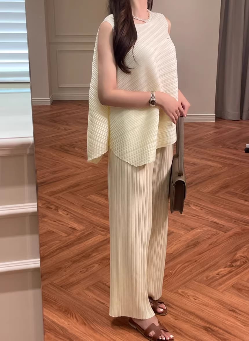 【set】イレギュラータンクトップ+ガウチョパンツ２点セットF7418