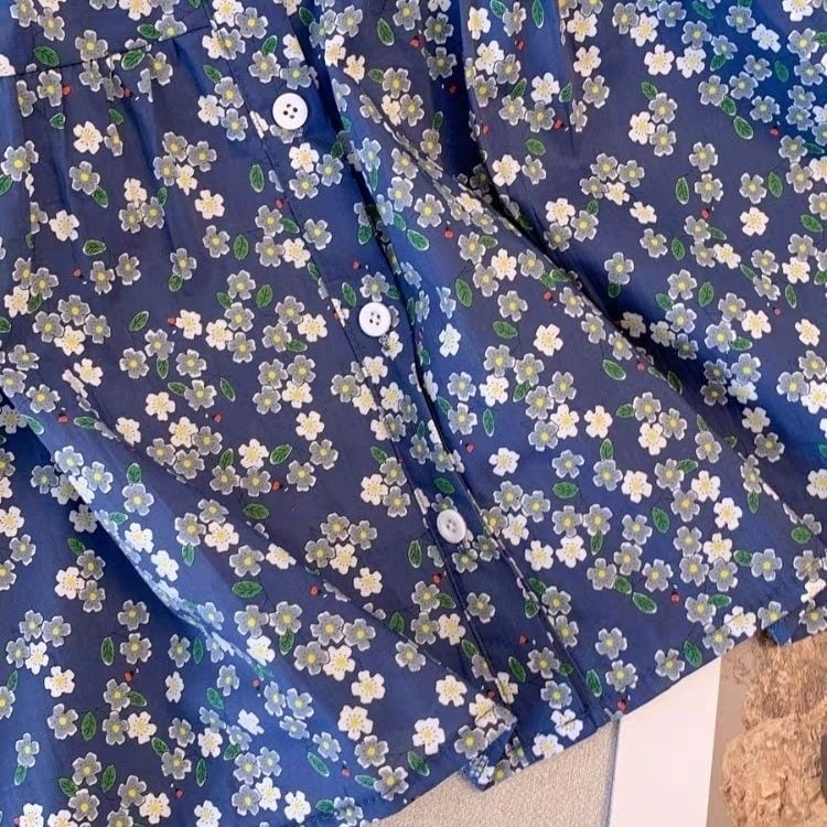 【tops】スクェアネック花柄ブラウスF7443