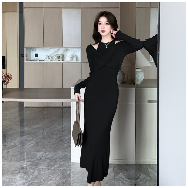 【dress】切り替えニットワンピース　M28022