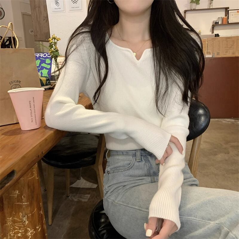【tops】Vネックニットトップス　M18569