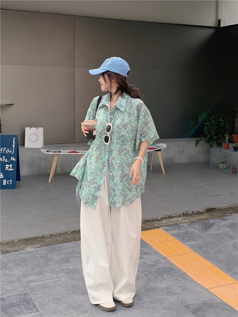【tops】花柄シャツトップス　M25174