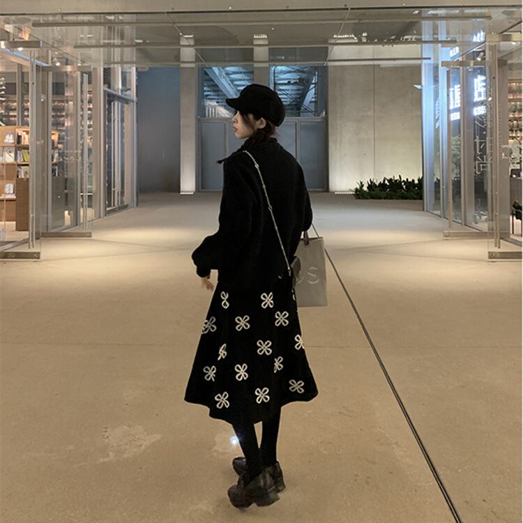 【bottoms】秋!柔らかくて優しいレトロAラインニットスカート G2635