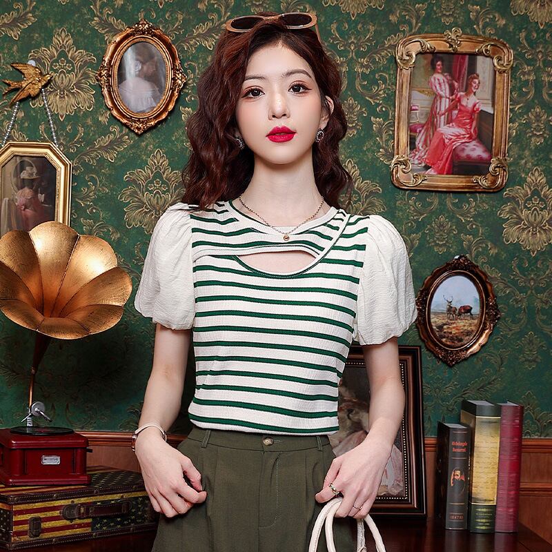 【tops】ストライプ柄TシャツG20923