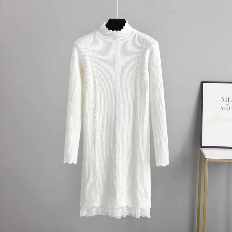 【dress】レース切り替えニットワンピース　M28471