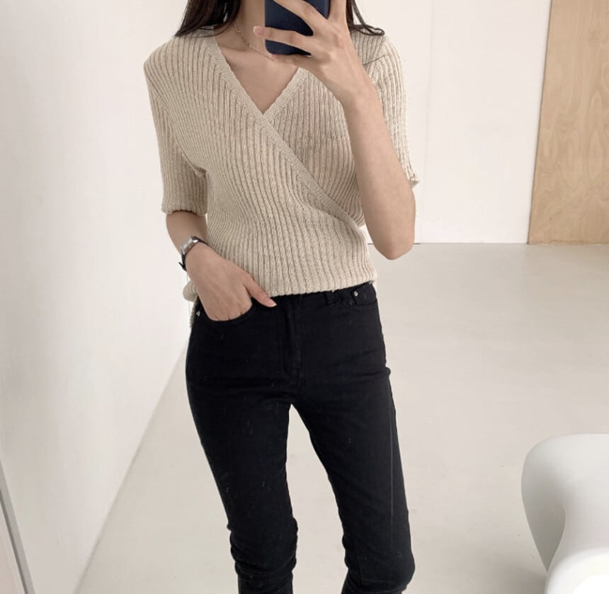 【tops】VネックニットトップスG21048