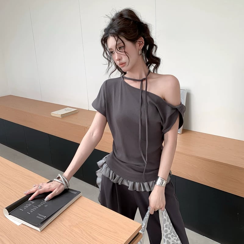 【tops】フリル裾トップス Q8512