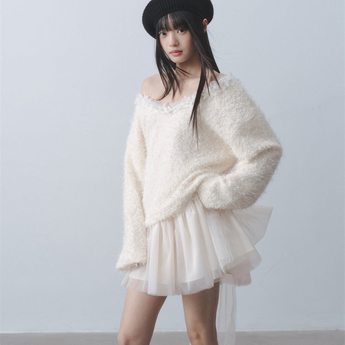 【dress】リボンチュールドッキングミニワンピース　N3522