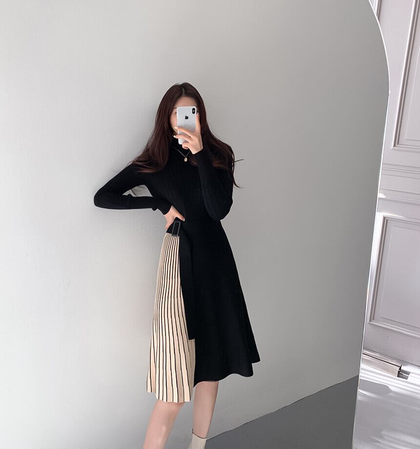【dress】ドッキングニットワンピース　M17898
