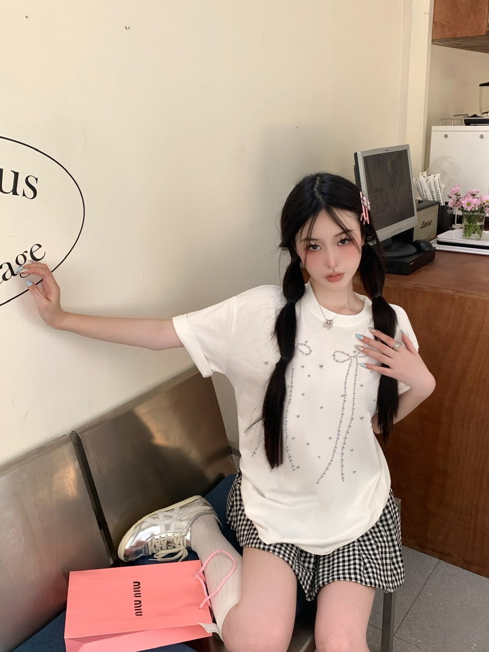 【tops】ビジューTシャツ　M24858