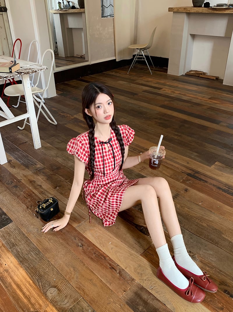 【dress】チェック柄ワンピース　M24139