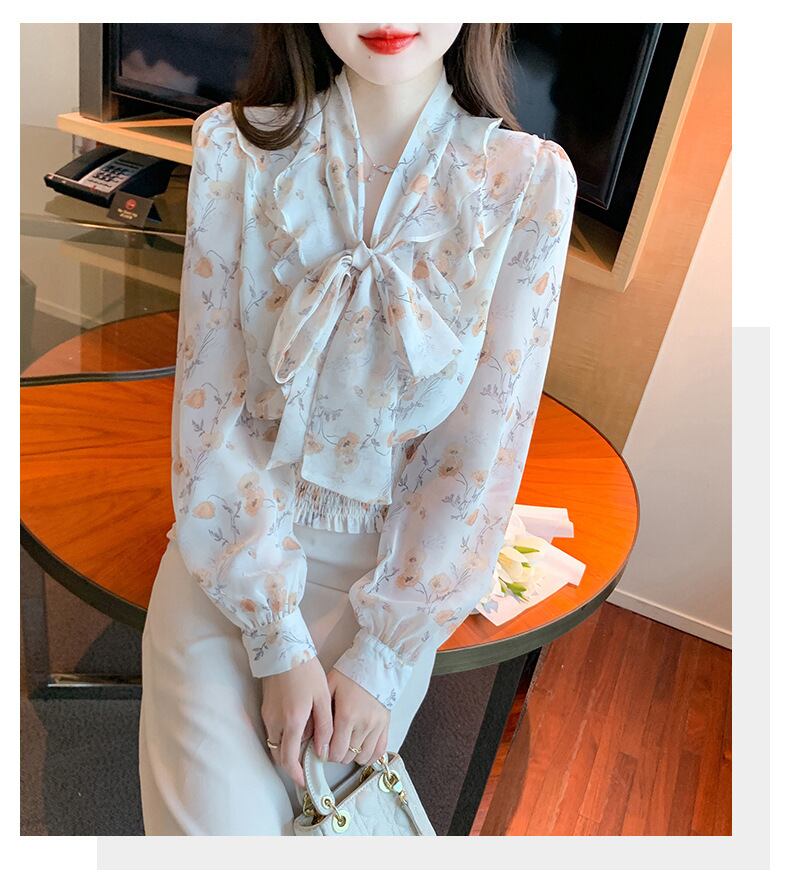 【tops】リボン付きブラウス　M29388