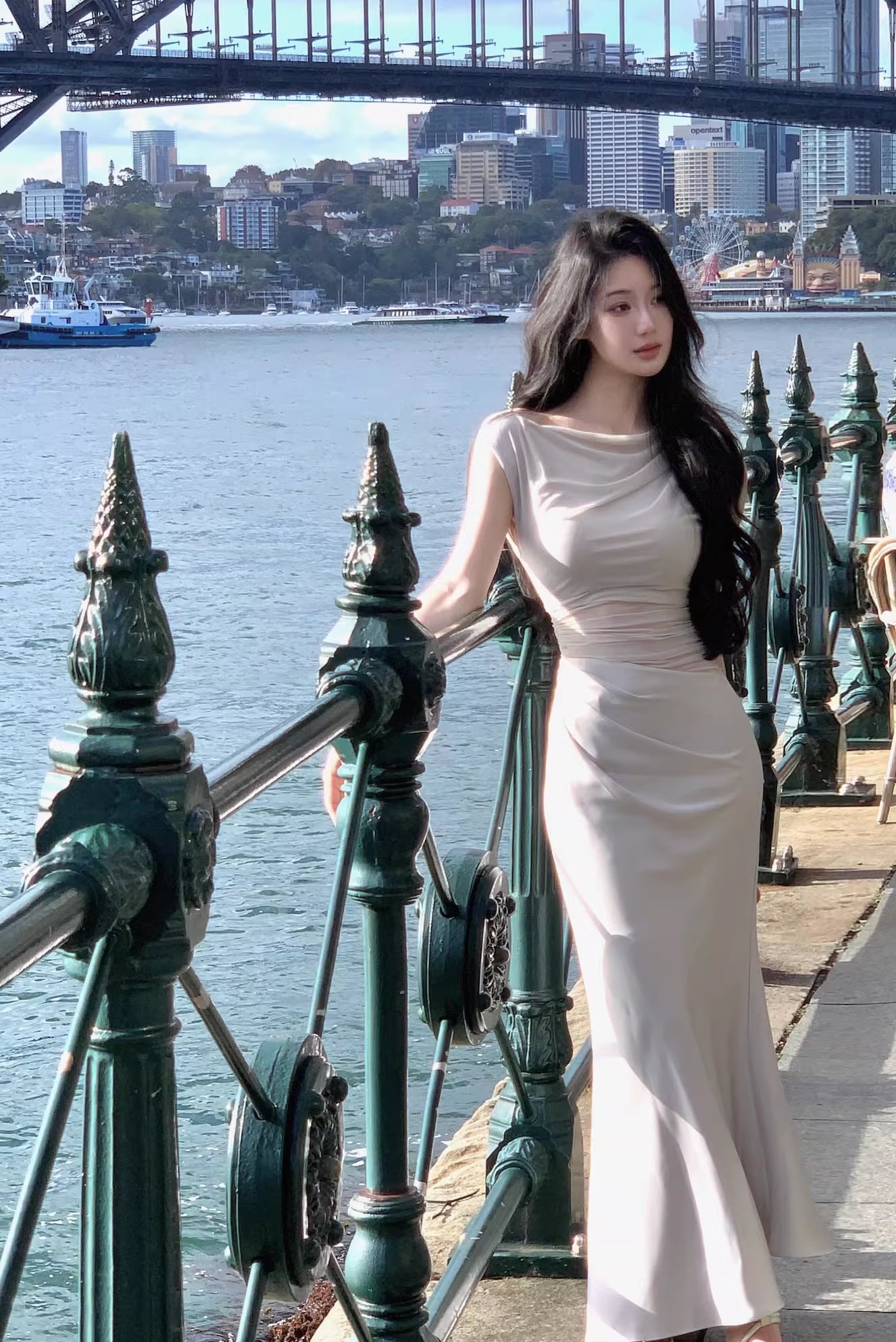【dress】ノースリーブチュールドッキングロングワンピース Q7988