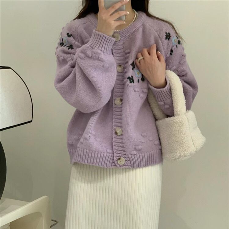 【outer】クルーネックニットカーデ　M18464