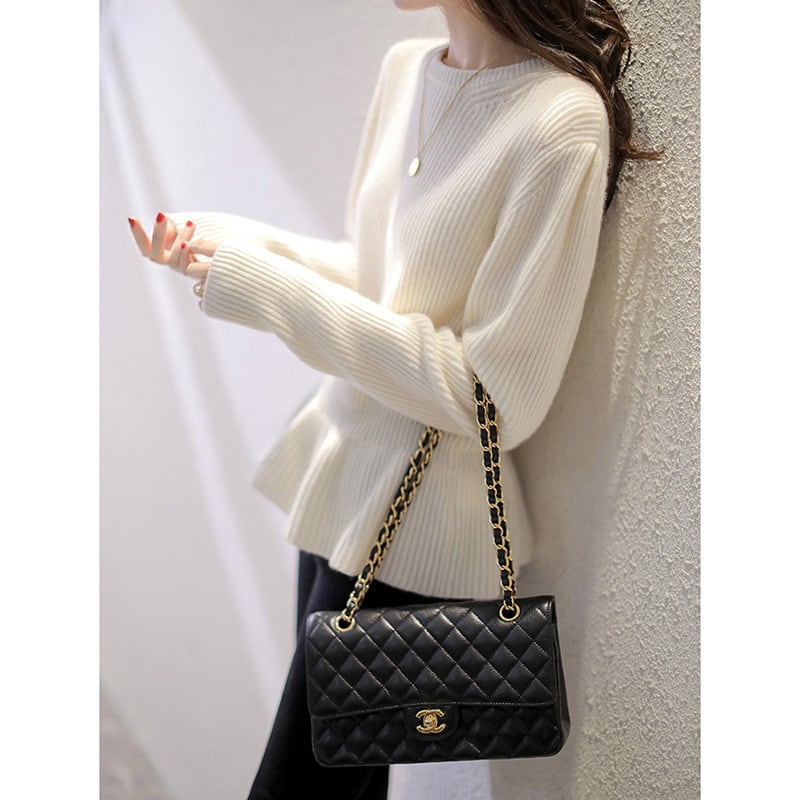 【tops】フリルニットセーター　M25419