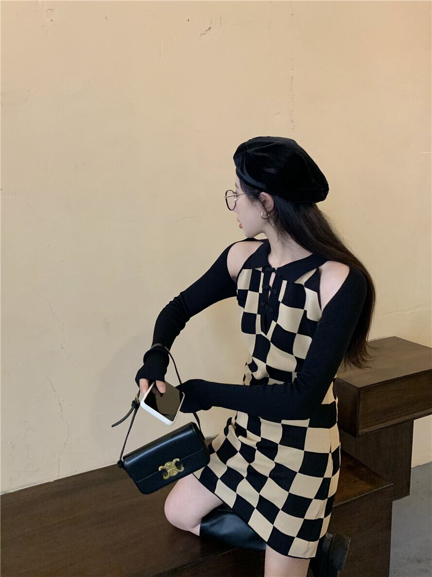 【dress】切り替えニットワンピース　M28574