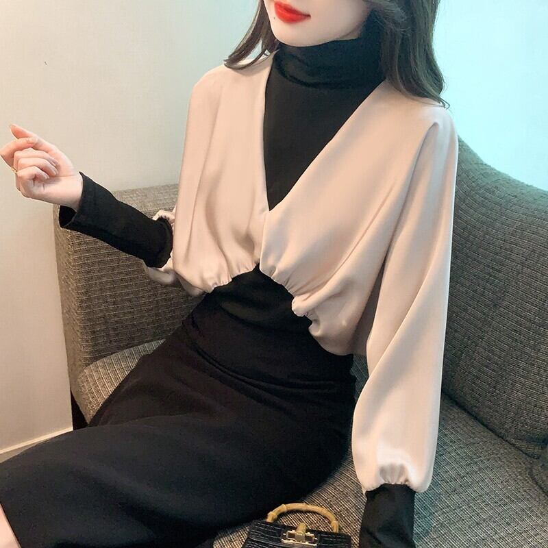 【tops】ドッキングシャツトップス　M18767