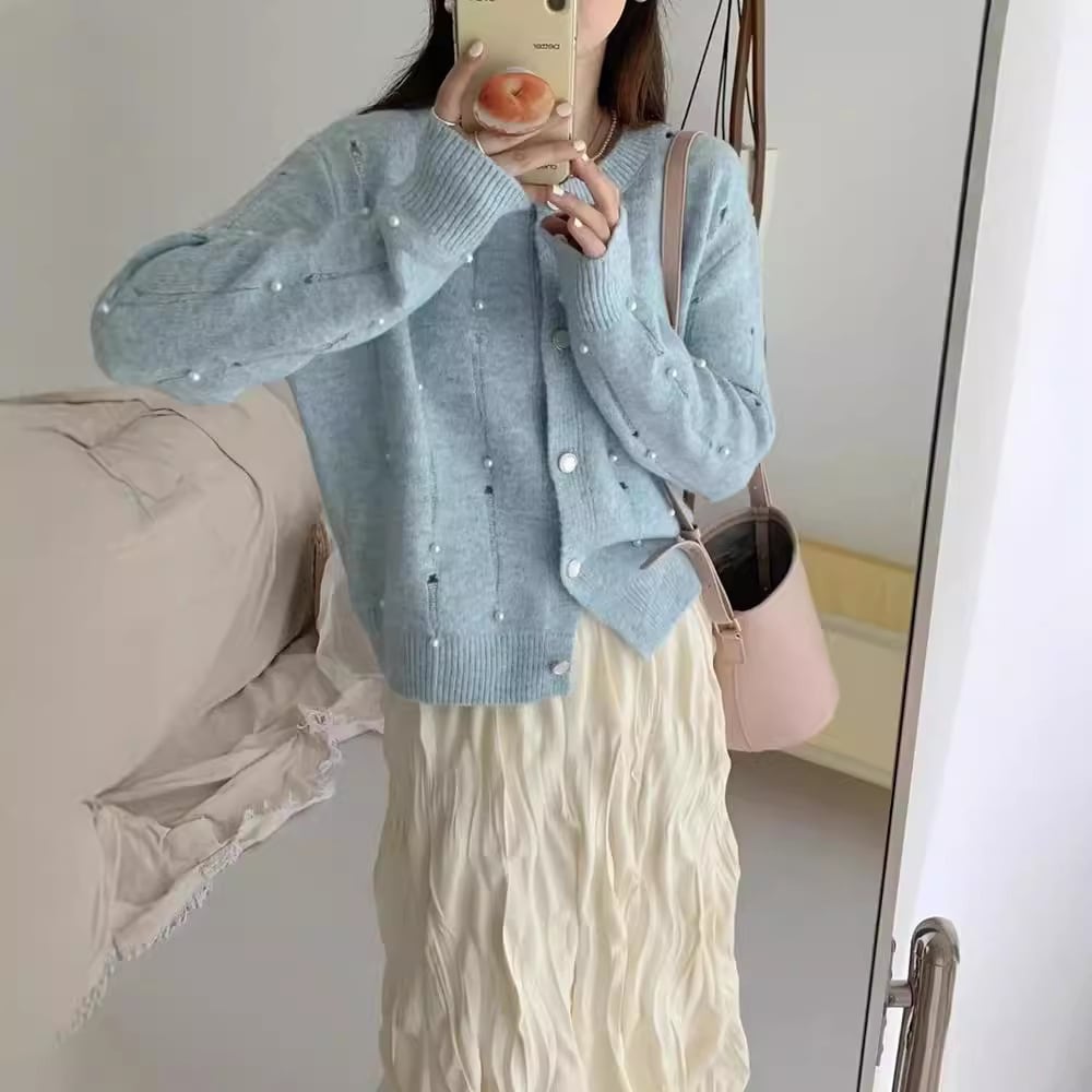 【outer】パールニットカーデ　M25908