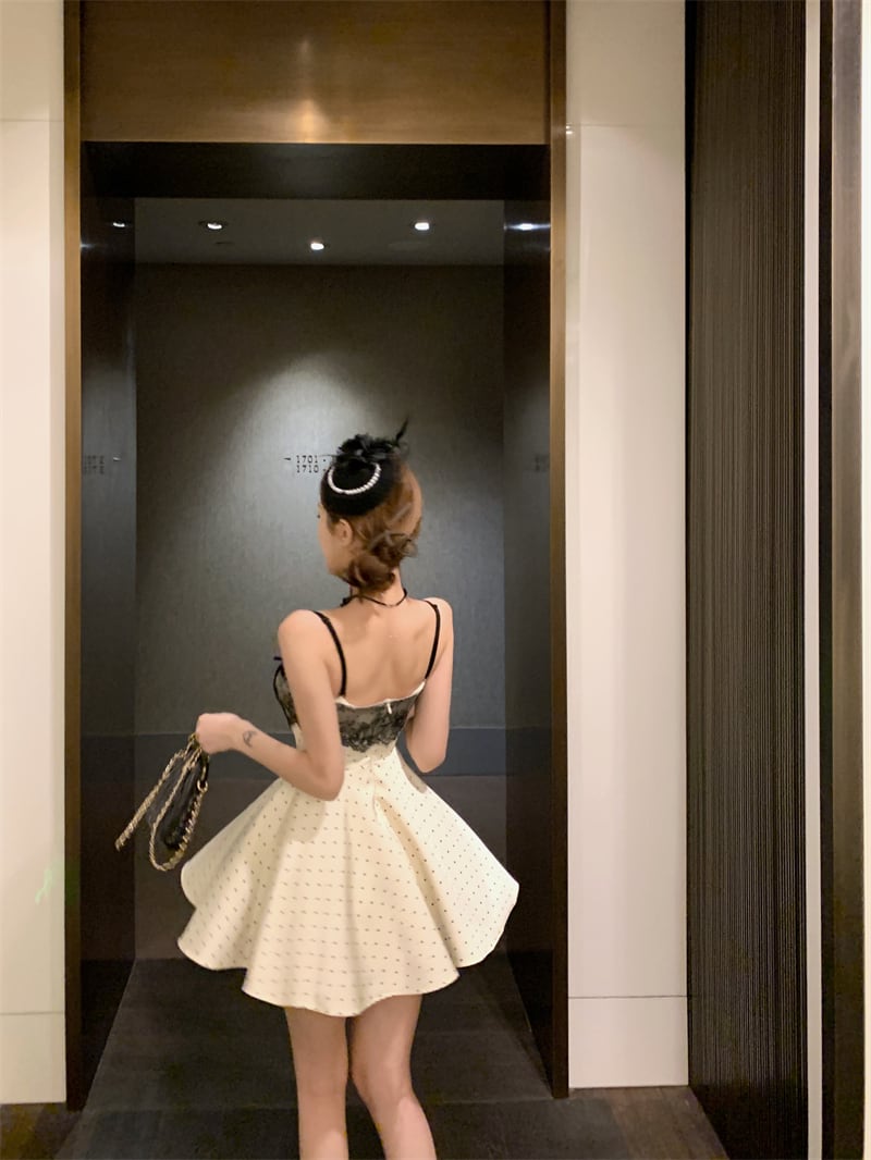 【dress】レース切り替えキャミワンピース　M30075