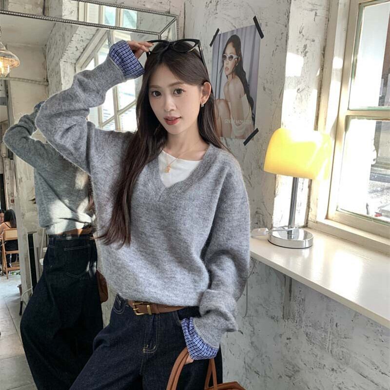 【tops】切り替えニットセーター　M27498