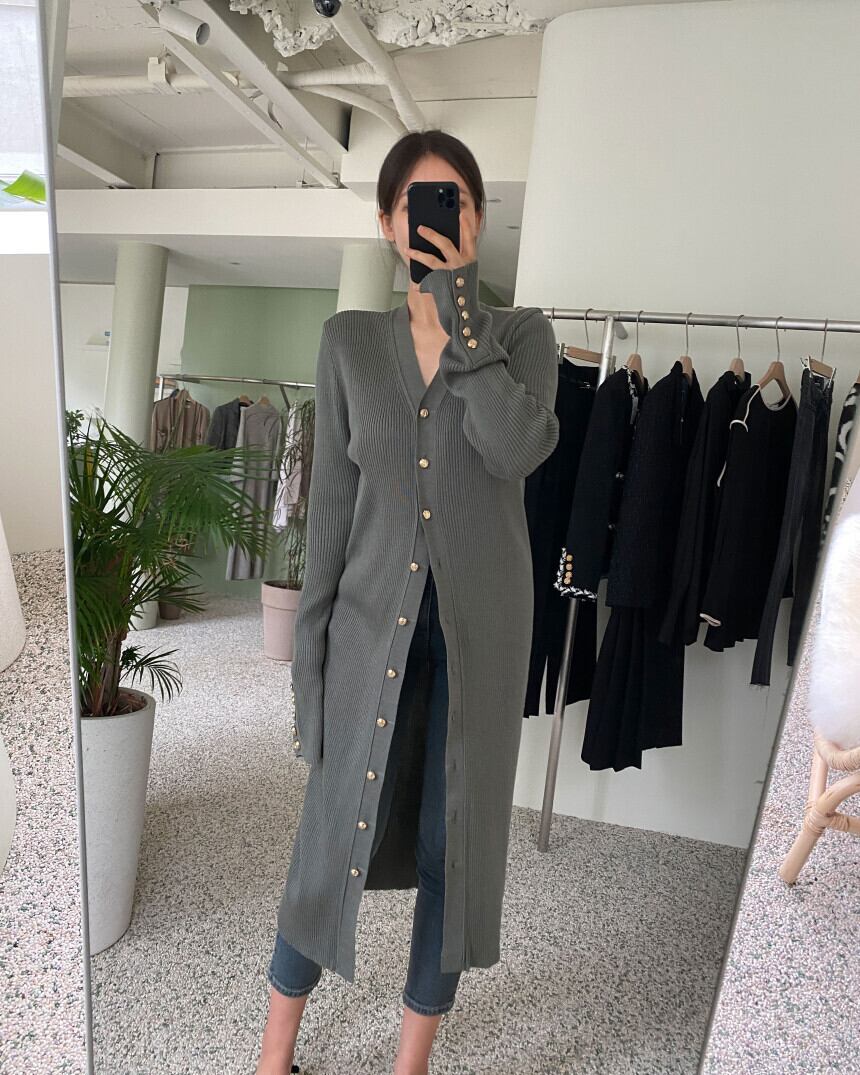 【outer】ロング丈ニットカーデ　M19000