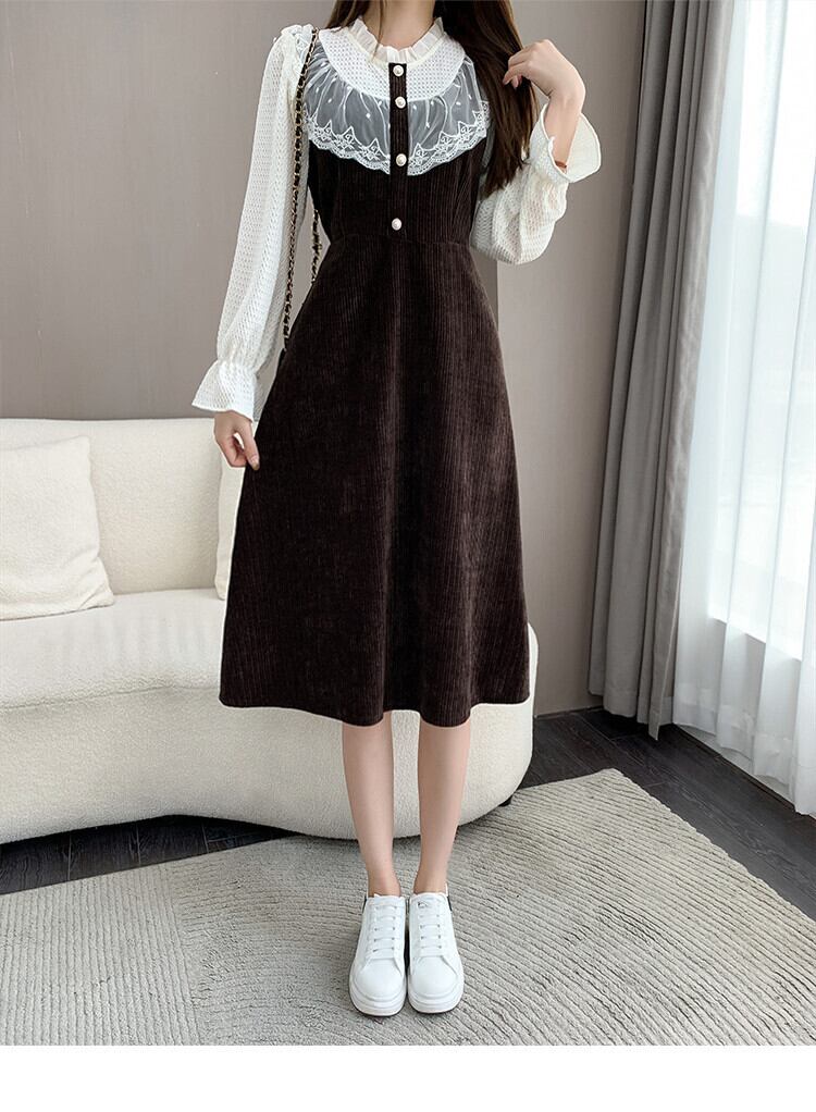 【dress】フリルドッキングワンピース　M18863