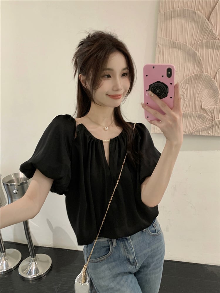【tops】パフスリーブトップス　M25141