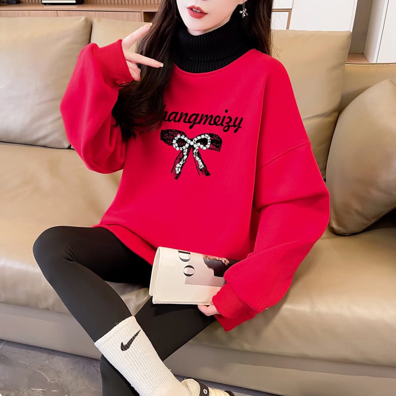 【tops】裹起毛プリントプルオーバー　M28731