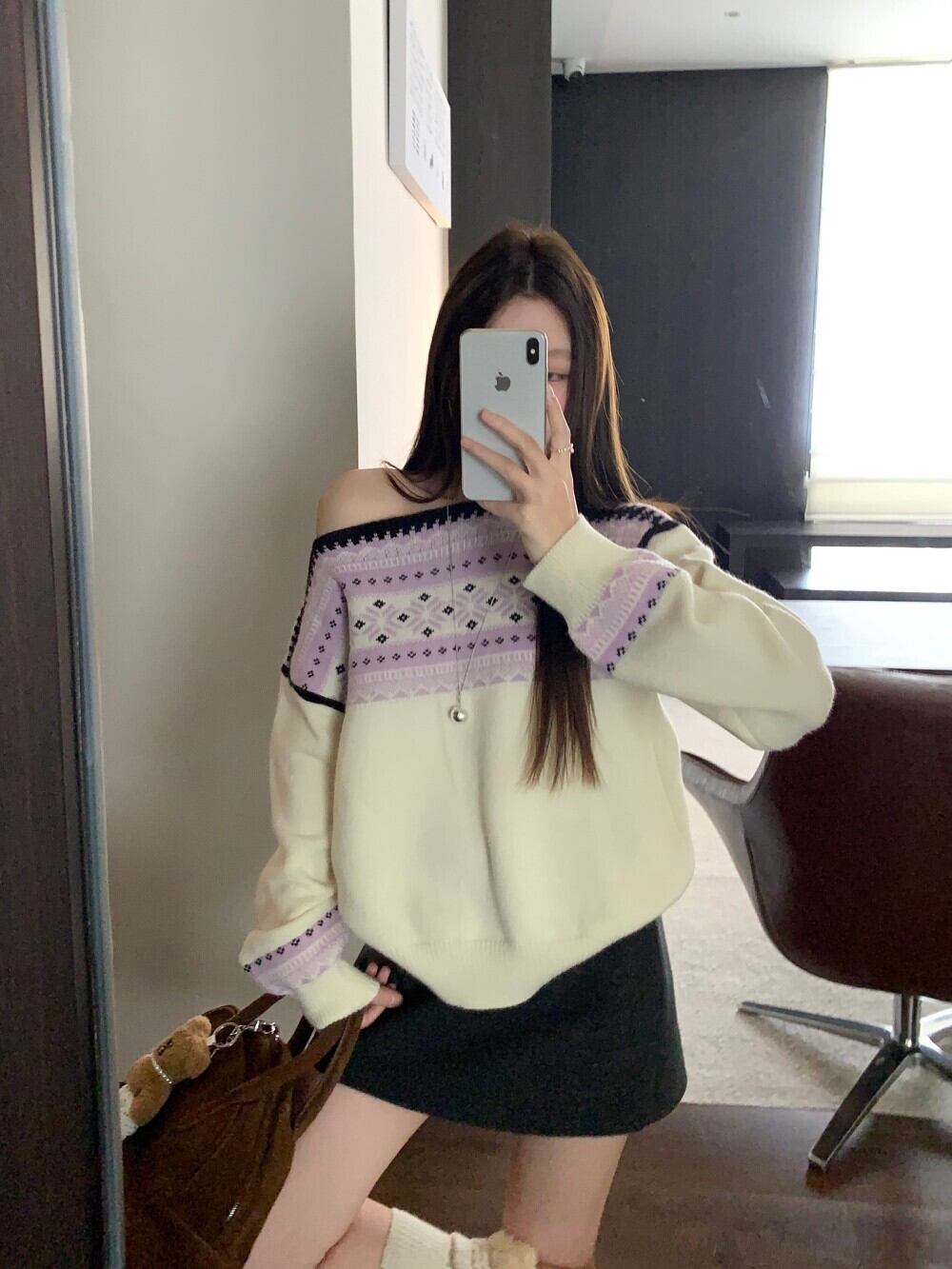 【tops】ジャカードニットセーター　M28843
