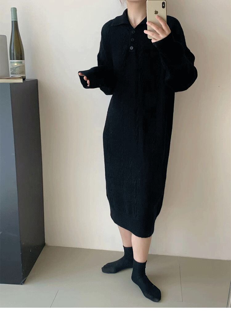 【dress】POLOネックニットワンピース　M18757