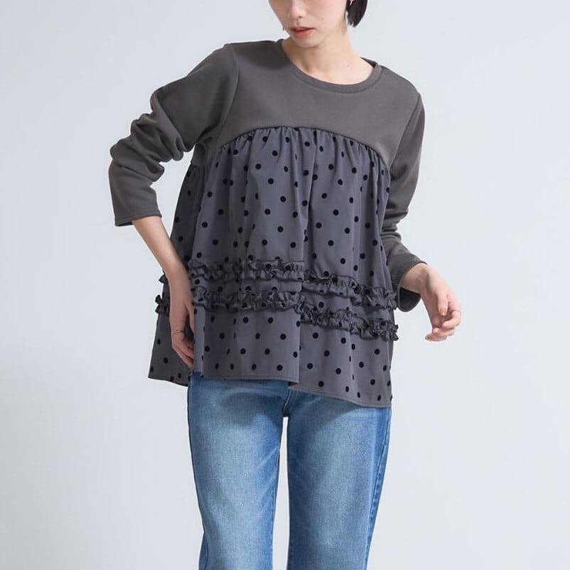 【tops】ドット柄プルオーバー　M28043