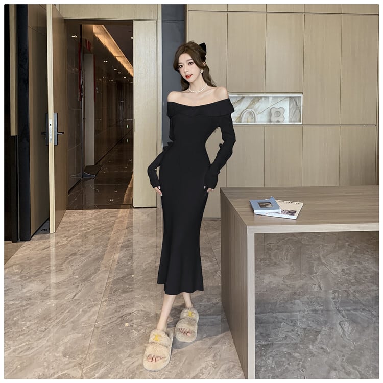 【dress】フリルニットワンピース　M27638